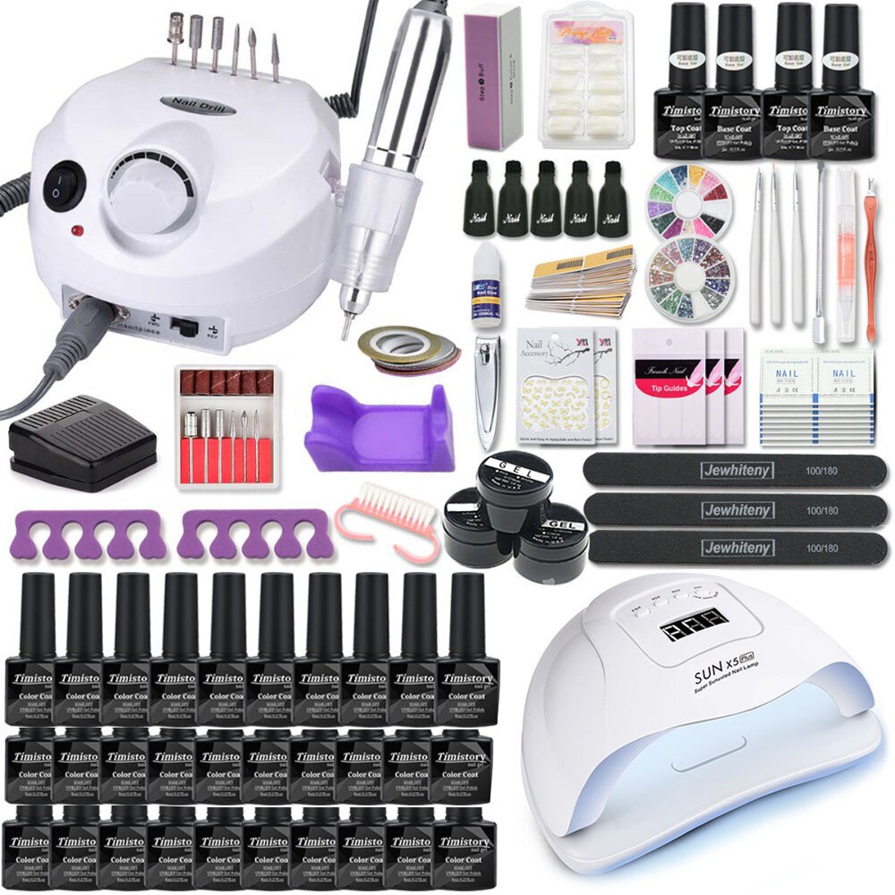 Manicure Set With 120W/80W/54W Led Nail Lamp Nail Set 35000RPM Nail drill Machine 40 Color UV Polish Gel Nail Kit Tools Set