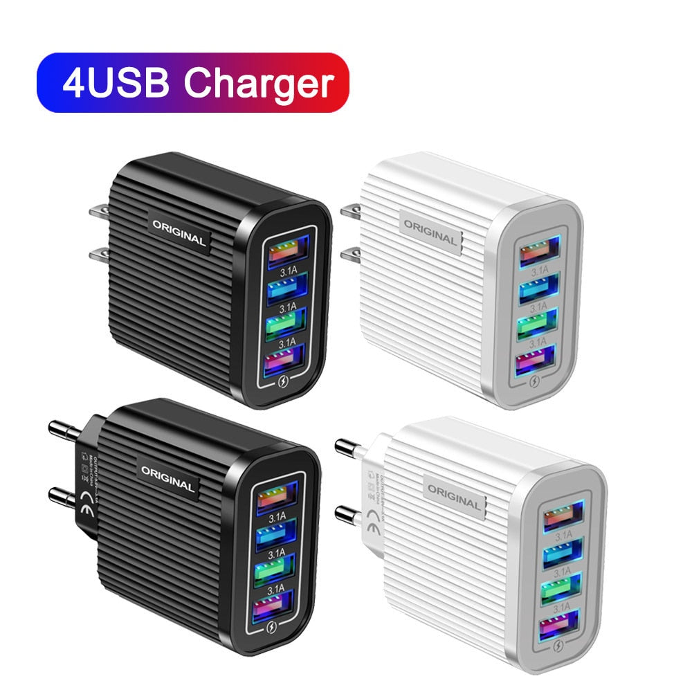 1PCS Multi-Port 4USB Mobile Phone ChargerTravel Charger Four-Port Smart Tablet Charging Head