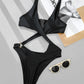 2022 Sexy High Cut Out Halter Female Swimwear One Piece Swimsuit Women Cross Bandage Monokini Bather Bathing Suit Swim Beachwear