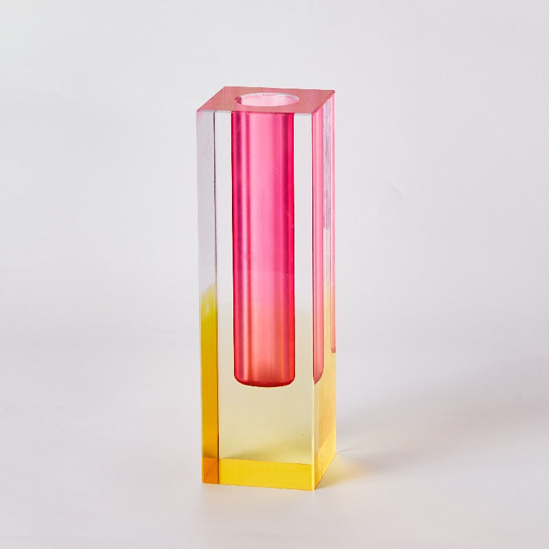 Floriddle Modern Rainbow Pillar Bud Vase Tabletop Glass Vases Luxury Decorative Acrylic Crystal Nordic Room Decoration Home