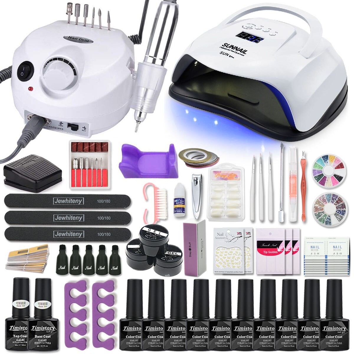 Manicure Set With 120W/80W/54W Led Nail Lamp Nail Set 35000RPM Nail drill Machine 40 Color UV Polish Gel Nail Kit Tools Set