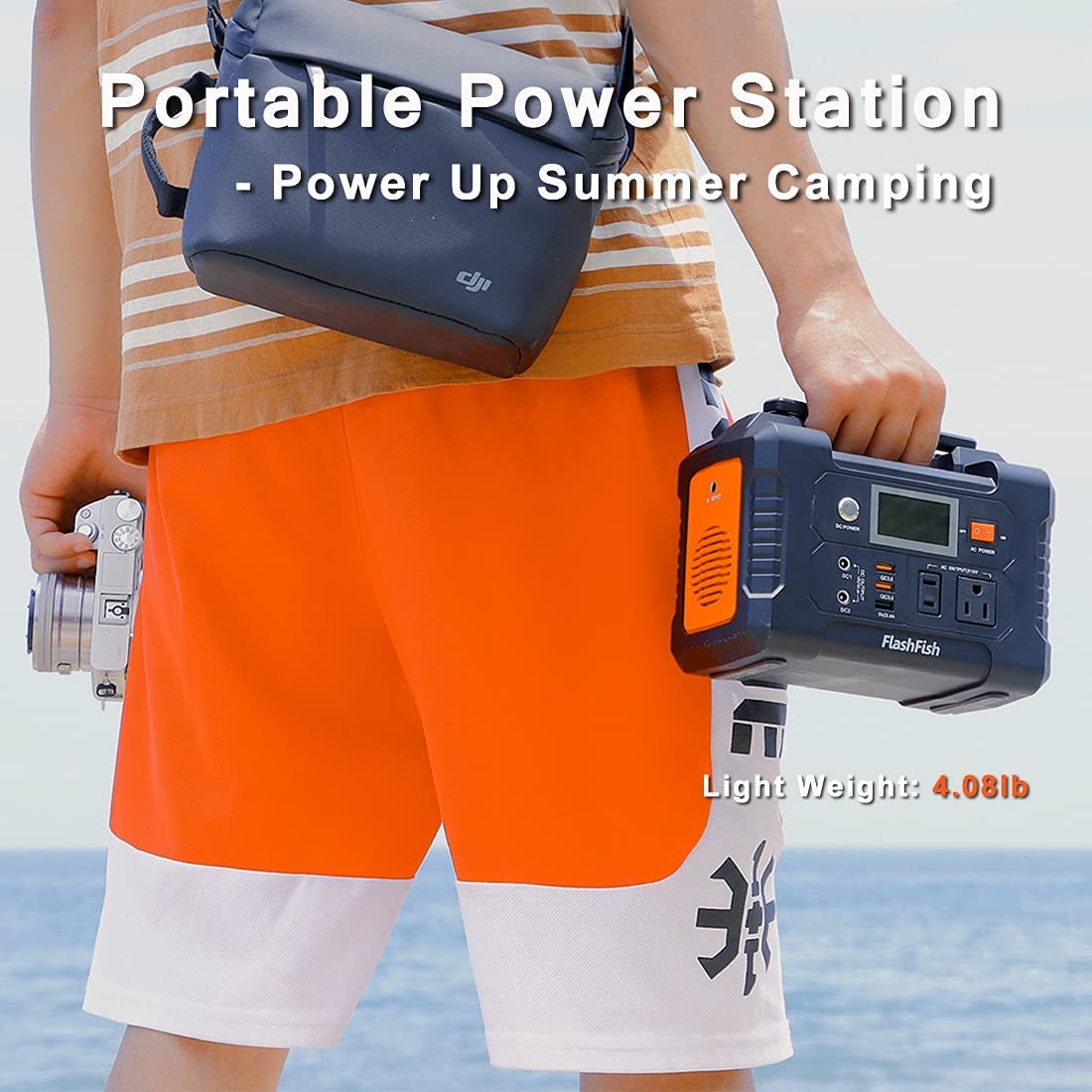100-127V Portable Power Station Solar Generator 200W 151WH 40800mAh FlashFish Battery Charger Outdoor Fishing Electric Supply