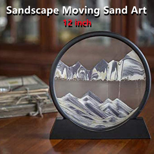 12inch Sandscape Moving Sand Art Picture Moving Hourglass Sand Hour Flowing Sand Painting With Liquid Ornaments Home Decor