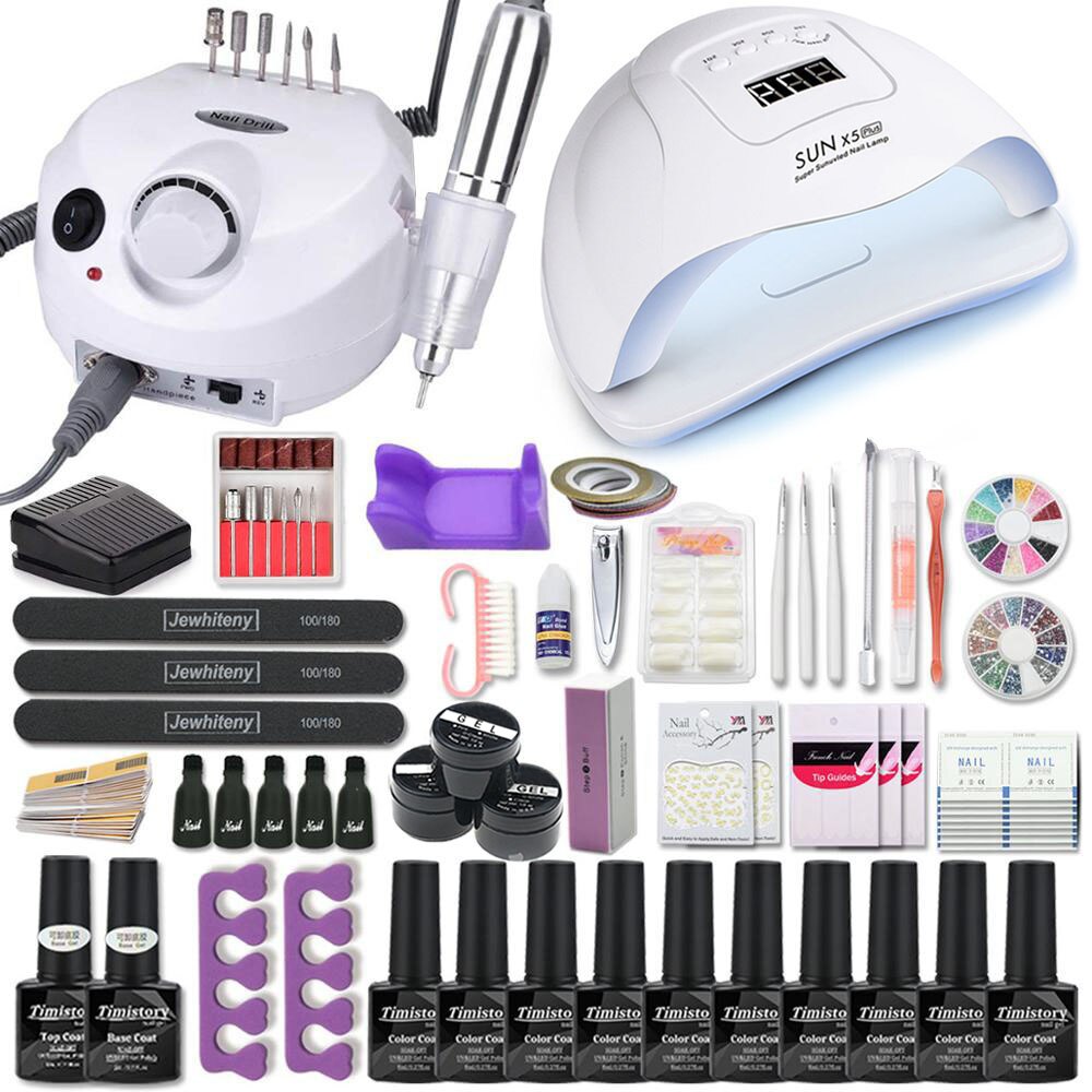 Manicure Set With 120W/80W/54W Led Nail Lamp Nail Set 35000RPM Nail drill Machine 40 Color UV Polish Gel Nail Kit Tools Set