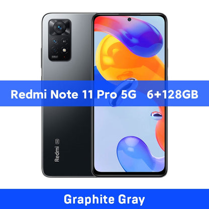 Global Version Xiaomi Redmi Note 11 Pro 5G 64/128GB Smartphone Octa Core Snapdragon 695 108MP Camera 67W Turbo Charging 5000mAh