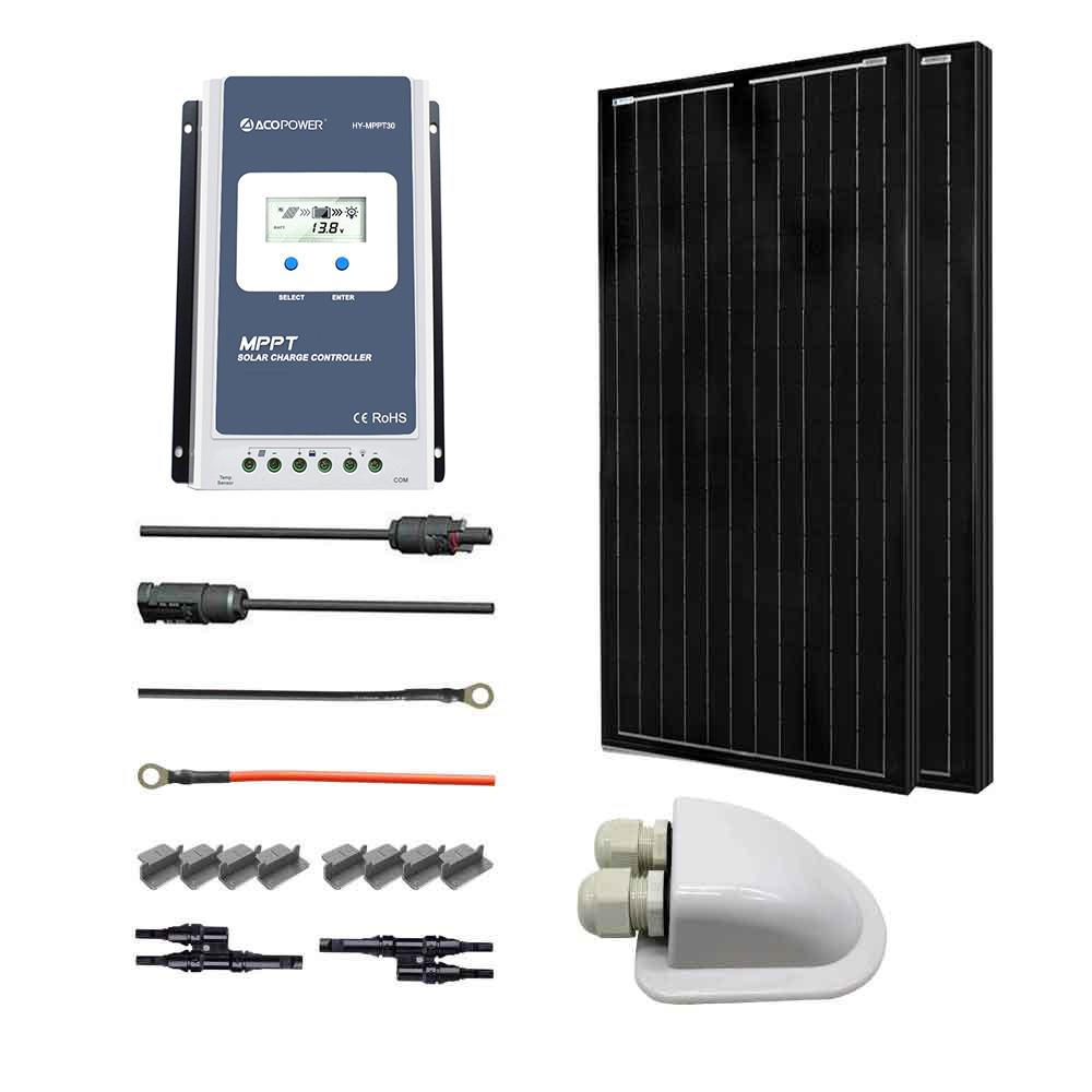 ACOPOWER 12V/24V 200W Mono Solar RV Kits, 30A MPPT Charge Controller (2x100W 30A)