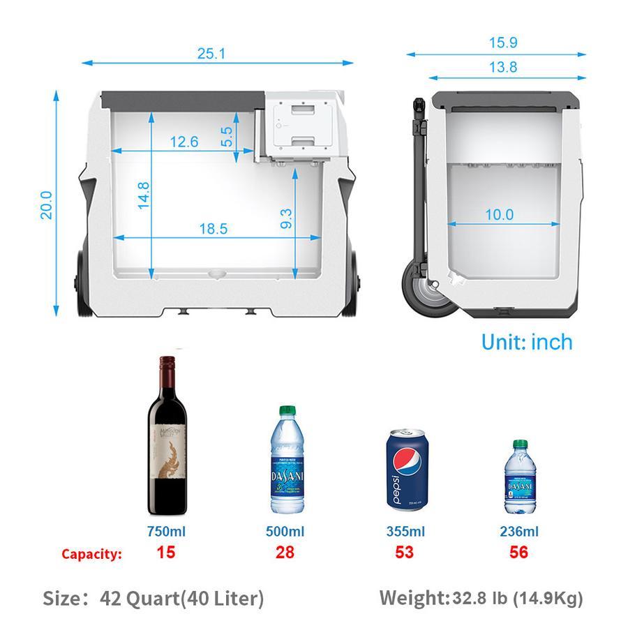 LiONCooler X40A Combo, Portable Fridge Freezer Cooler (42 Quart Capacity) & Extra Backup 173Wh Battery