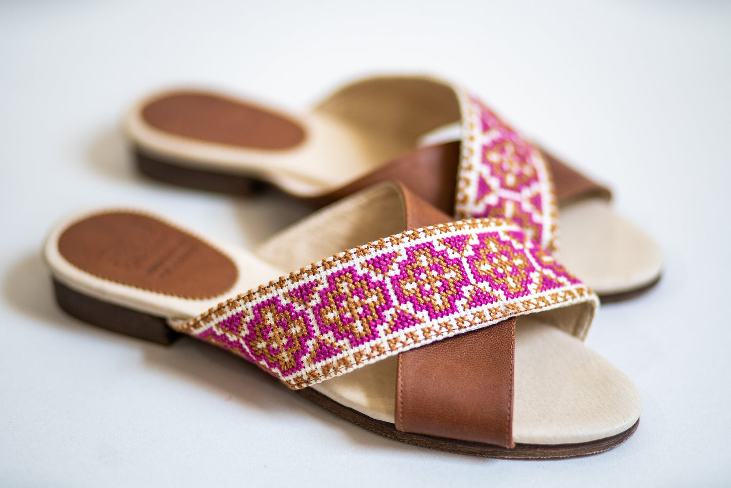 Tatreez Cross Sandal - Berry