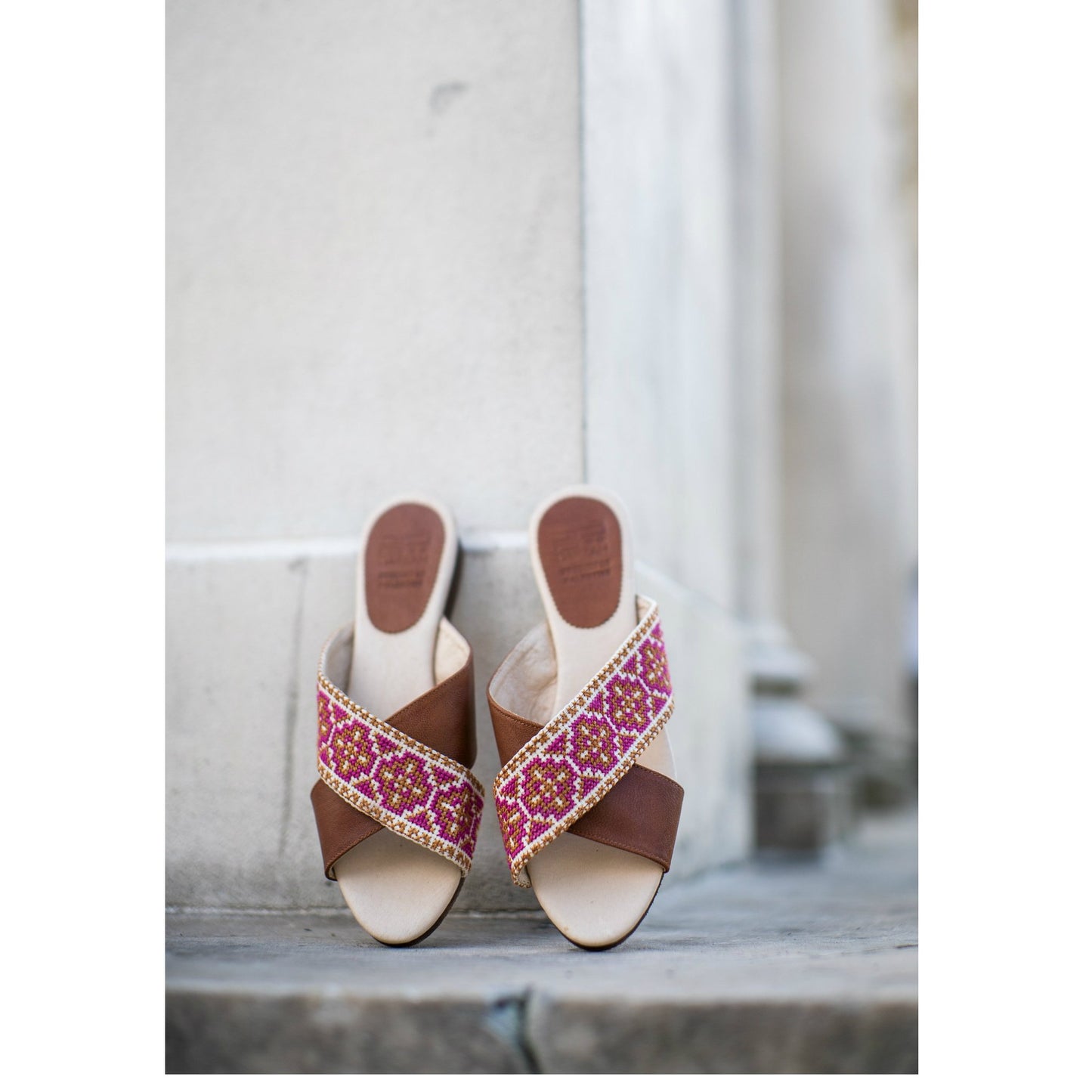 Tatreez Cross Sandal - Berry