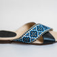 Tatreez Cross Sandal - Sapphire Blue