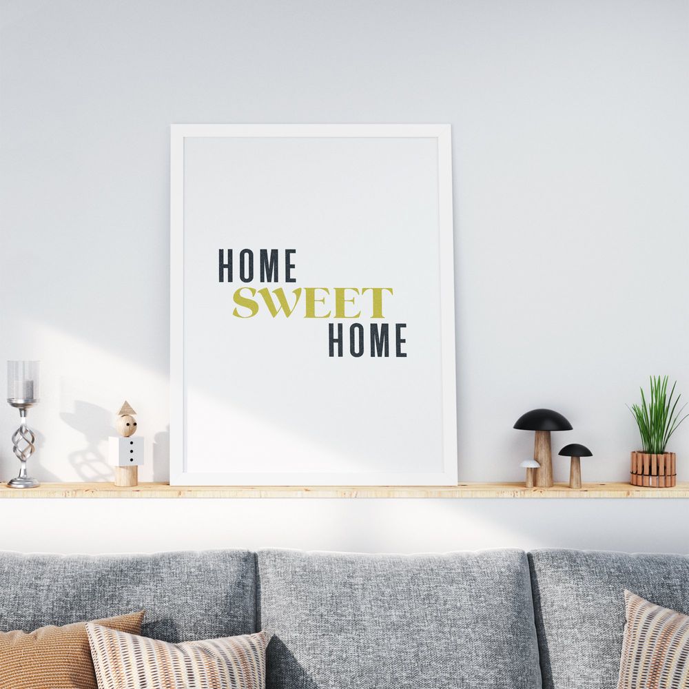 Home Sweet Home Art Print | Unframed 8x10 Typographic Quote 8x10 Wall Decor Sign