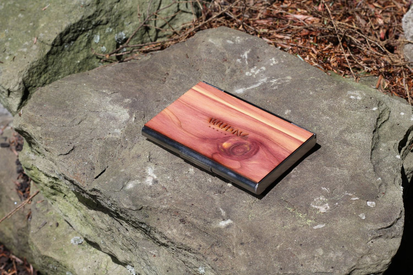 Handmade Wooden Business Card Holder (Sawtooth Mountains)