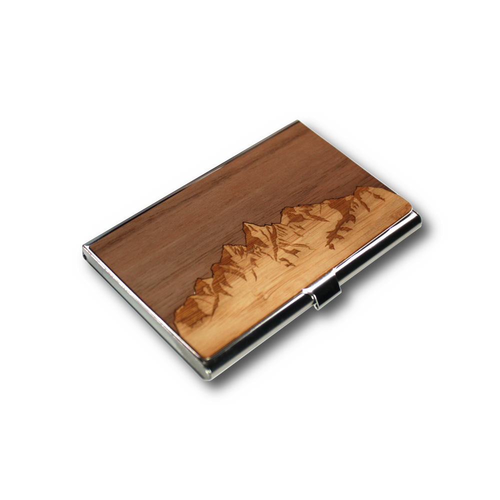 Handmade Wooden Business Card Holder (Sawtooth Mountains)