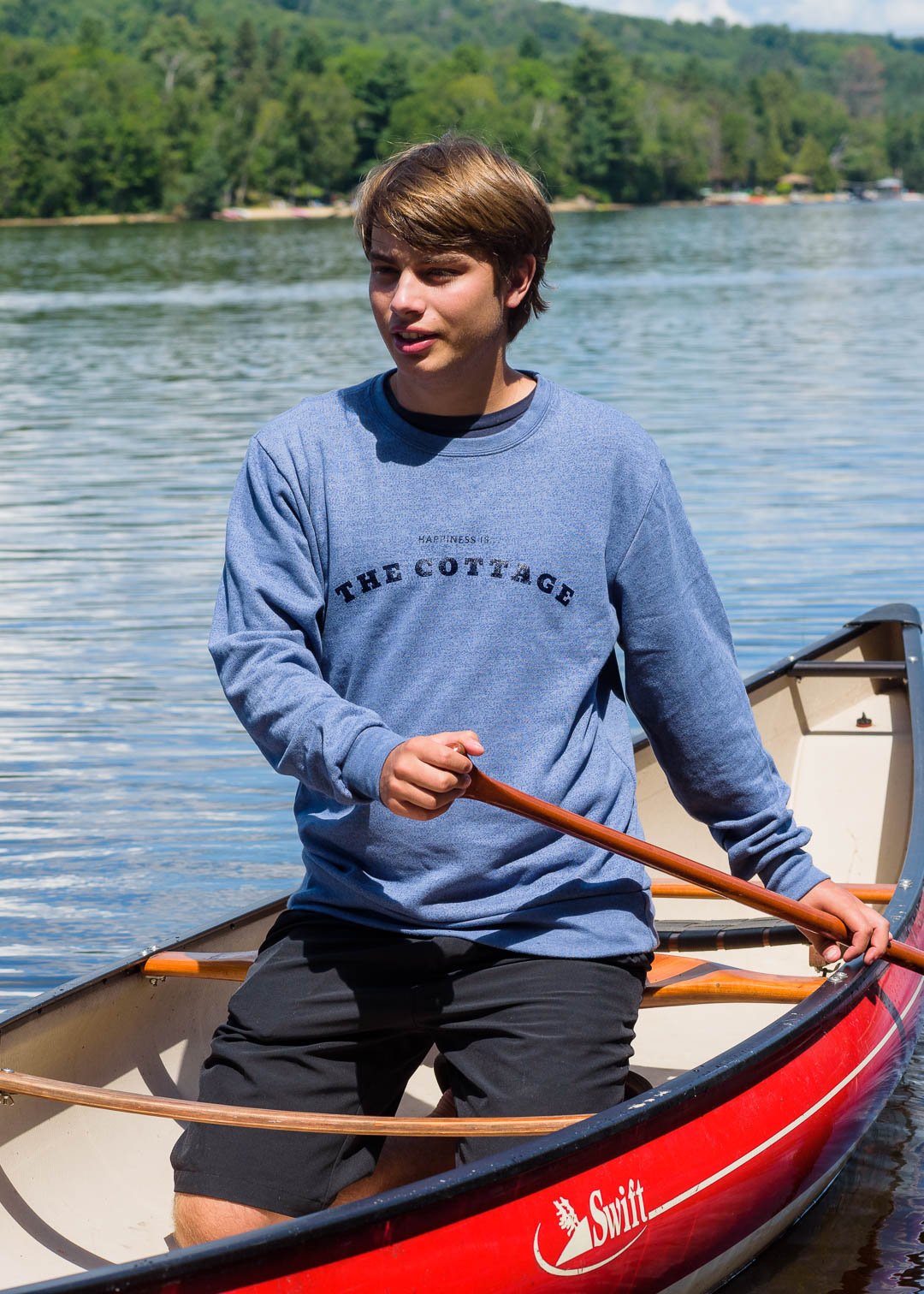 Men's Cottage Crew Sweatshirt, Heather Navy