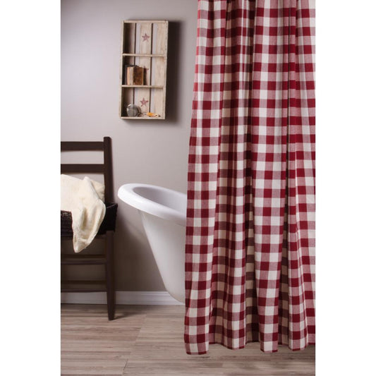Barn Red-Buttermilk Buffalo Check Shower Curtain