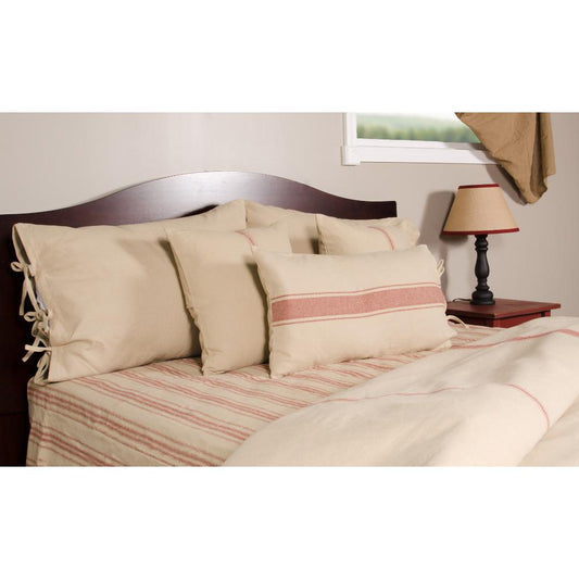 Oat-Barn Red Grain Sack Solid Duvet Cover (tie closure)