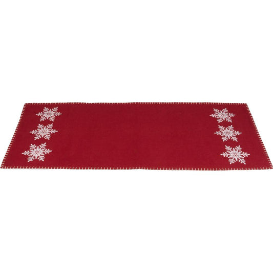 Snowflake Barn Red Table Runner