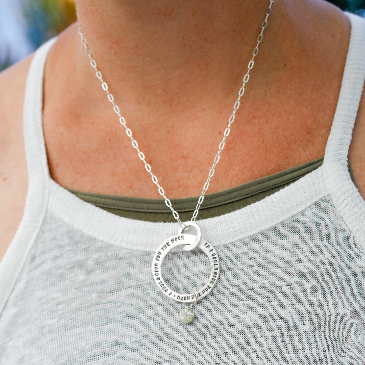 Moon Message Circle Necklace "If I could give you the moon, I would give you the moon"