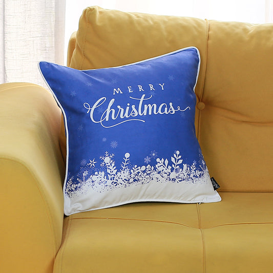Christmas Snow Blue Square 18" Throw Pillow Cover