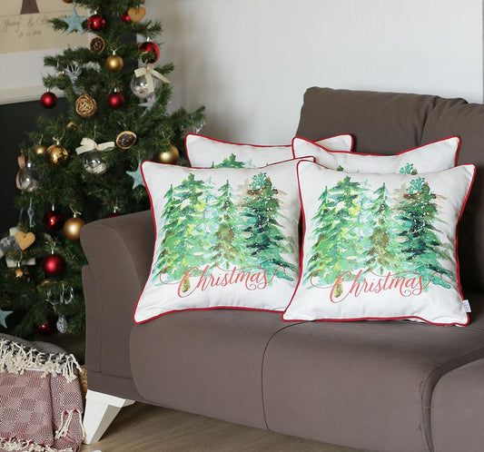 Christmas Trees Square 18" Throw Pillow Cover (Set of 4)
