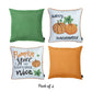 Fall Season Pumpkin Spice Harvest  Square 18" Throw Pillow Cover (Set of 4)