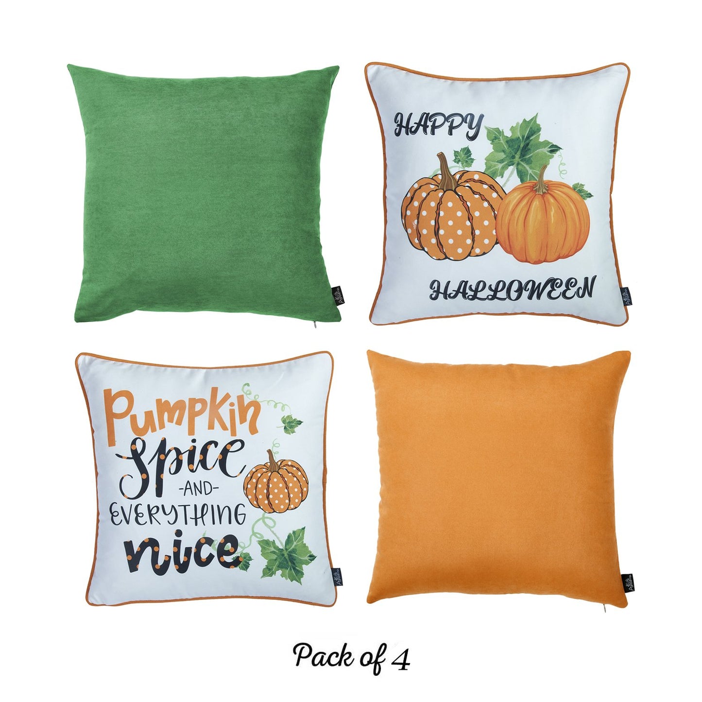 Fall Season Pumpkin Spice Harvest  Square 18" Throw Pillow Cover (Set of 4)