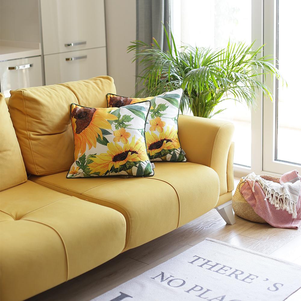 Fall Season Sunflower Square 18" Throw Pillow Cover (Set of 2)