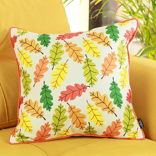 Fall Season Thanksgiving Autumn Leaves  Square 18" Throw Pillow Cover