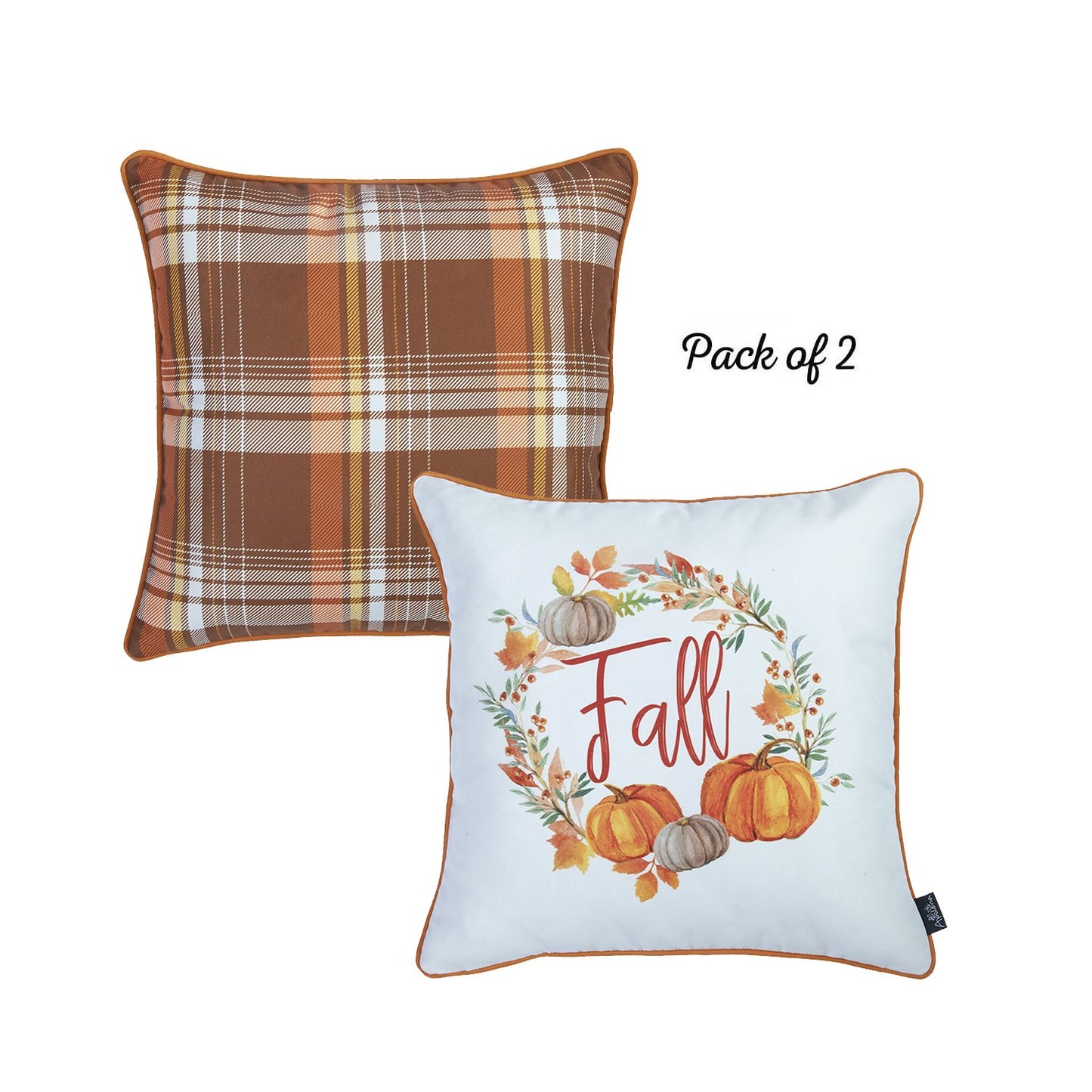 Fall Season Thanksgiving  Pumpkin  Square 18" Throw Pillow Cover (Set of 2)
