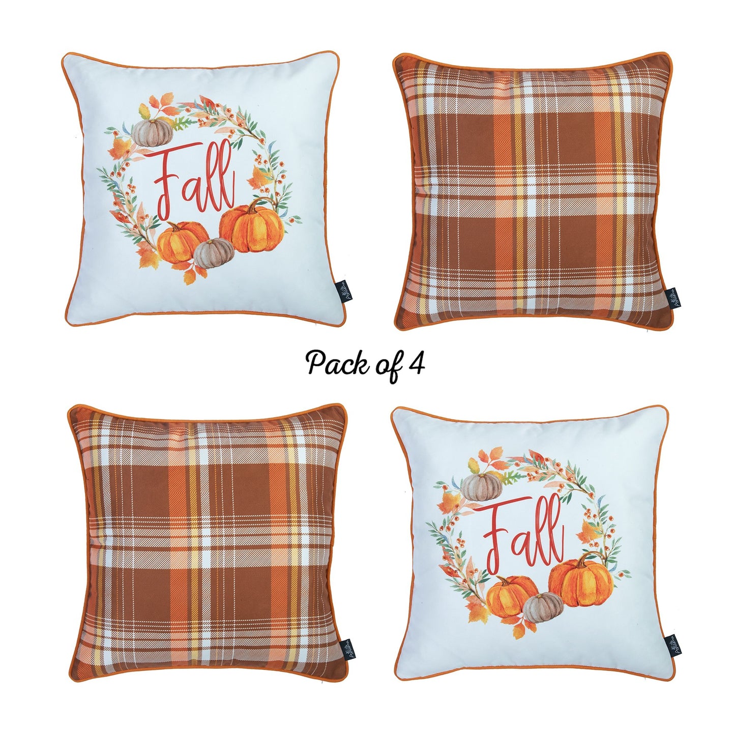 Fall Season Thanksgiving  Pumpkin Square 18" Throw Pillow Cover (Set of 4)