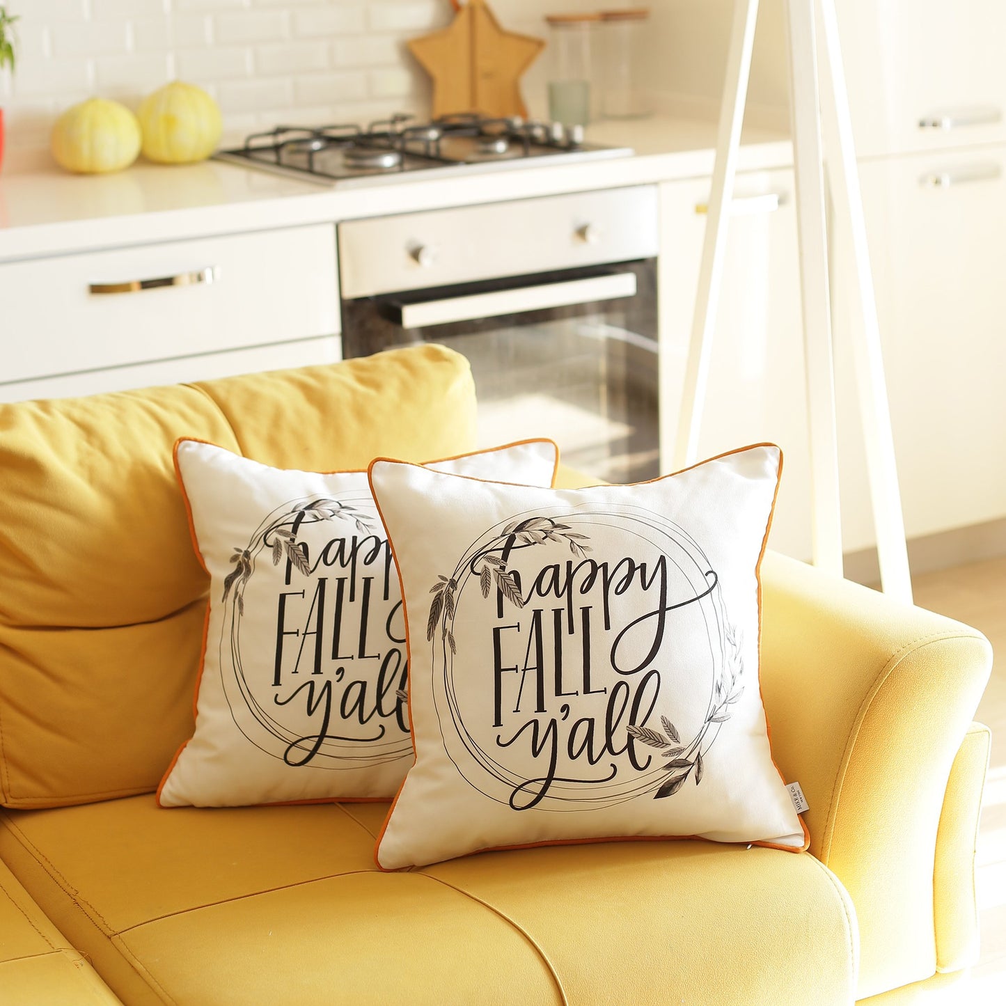 Fall Thanksgiving Quote Square 18" Throw Pillow Cover (Set of 2)