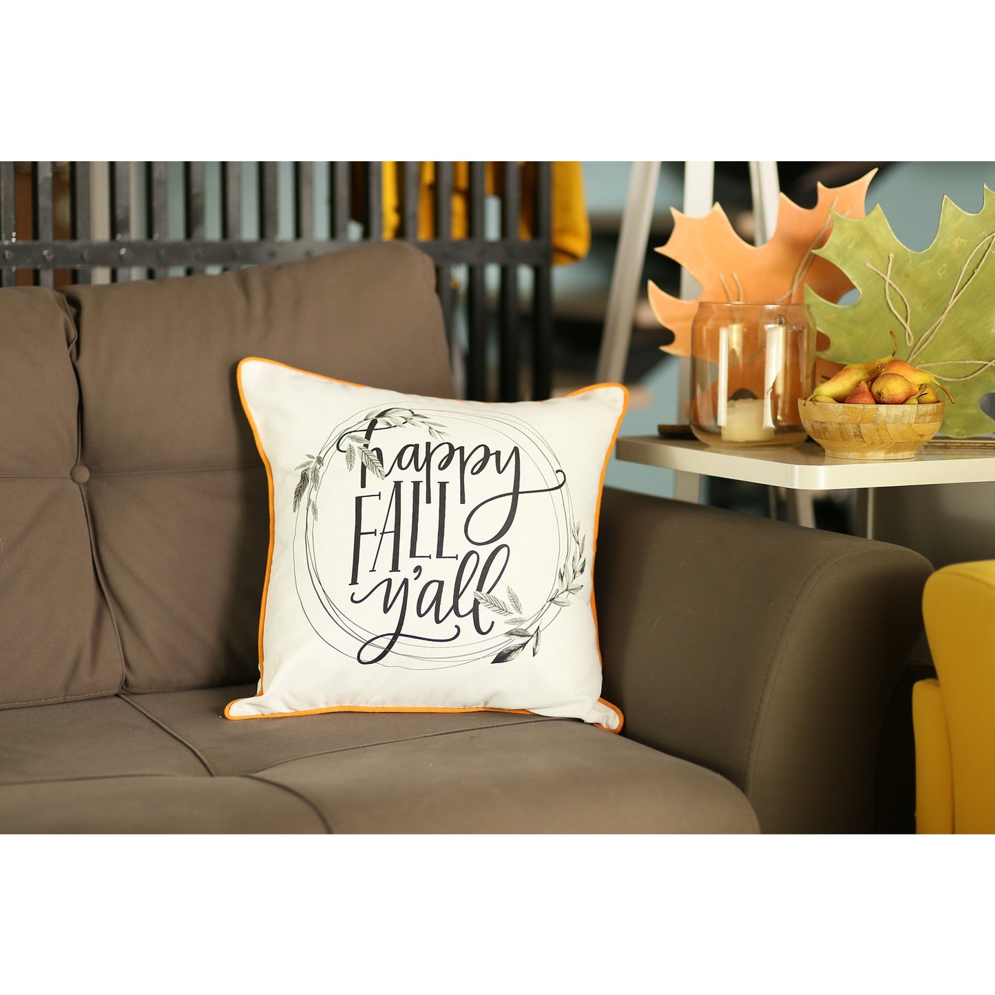 Fall Thanksgiving Quote Square 18" Throw Pillow Cover (Set of 2)