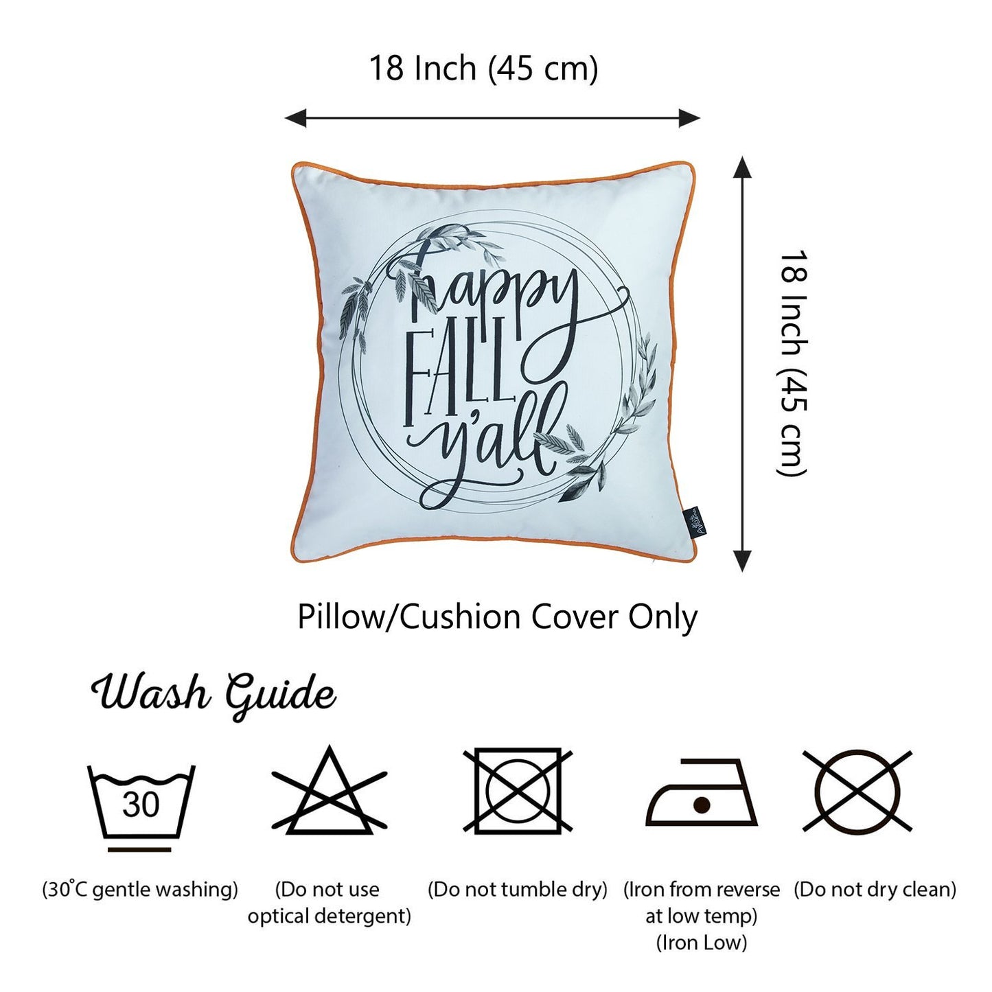 Fall Thanksgiving Quote Square 18" Throw Pillow Cover (Set of 2)