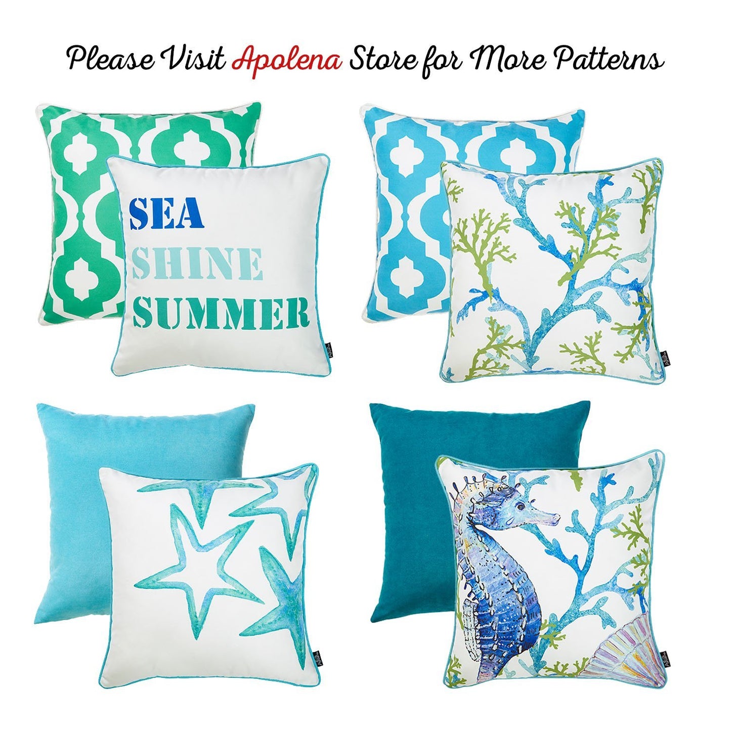 Marine Sea Shine Square 18" Throw Pillow Cover (Set of 4)