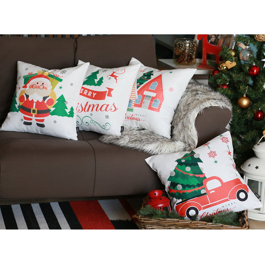 Merry Christmas Square 18" Throw Pillow Cover (Set of 4)