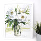 White Floral Art Print ,11x14 in, Simple Design, Floral Art, Home Decor, Flower Artwork