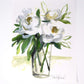 White Floral Art Print ,11x14 in, Simple Design, Floral Art, Home Decor, Flower Artwork
