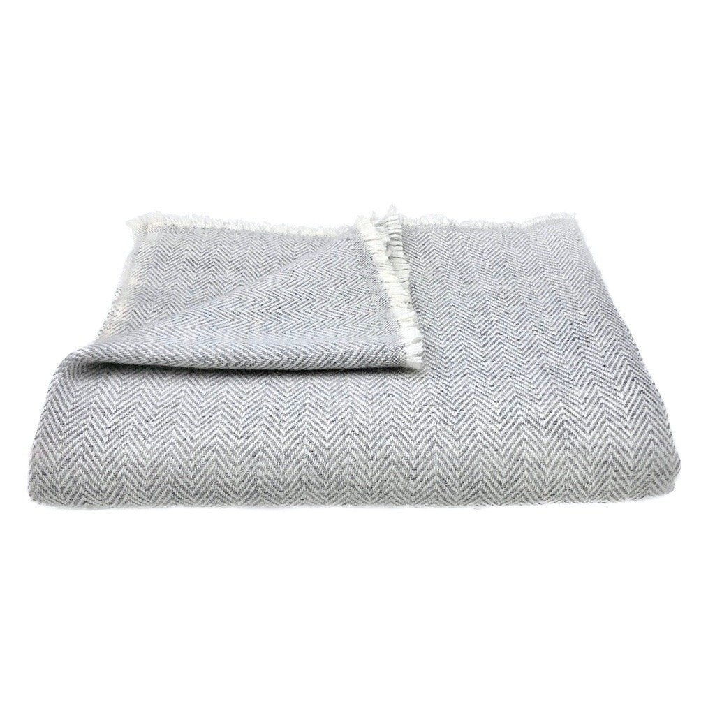 Gray Herringbone Cashmere Throw